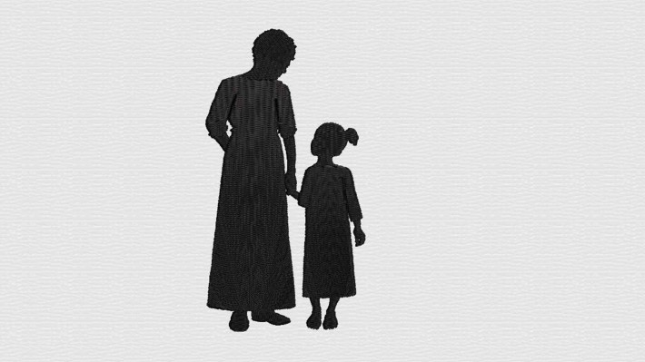 Mom N Kid Silhouette Embroidery