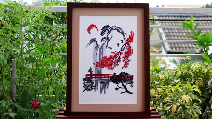 Waterfall Japanese painting 