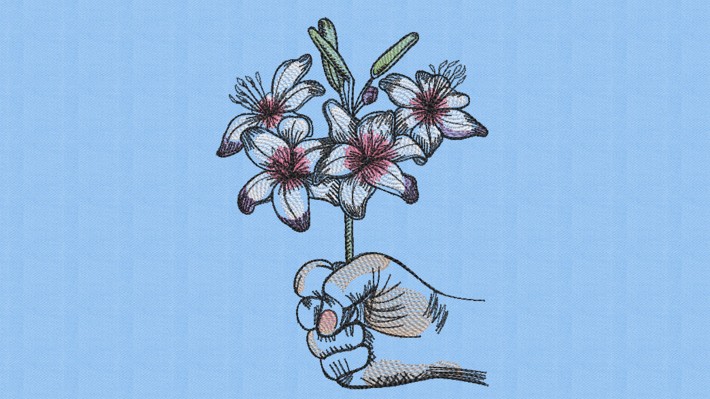 Holding Lilies Flower Embroidery Designs