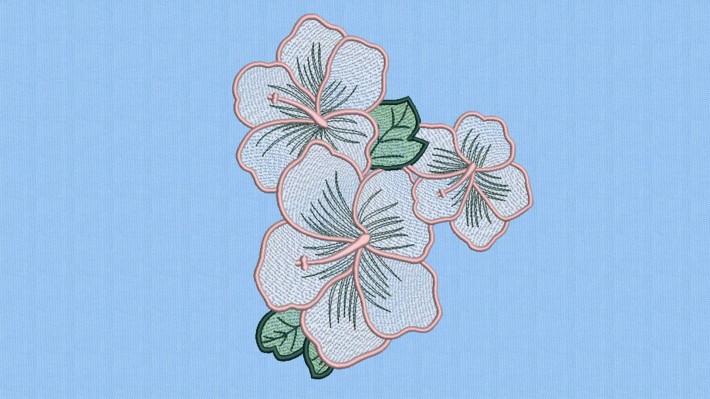 Hibiscus floral Block Embroidery Designs